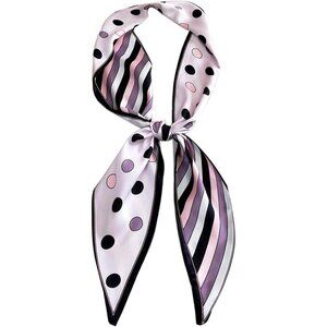 Women's Black Gray Pink Fashion Oblique Angle Silk Neck Scarf Printed Scarves